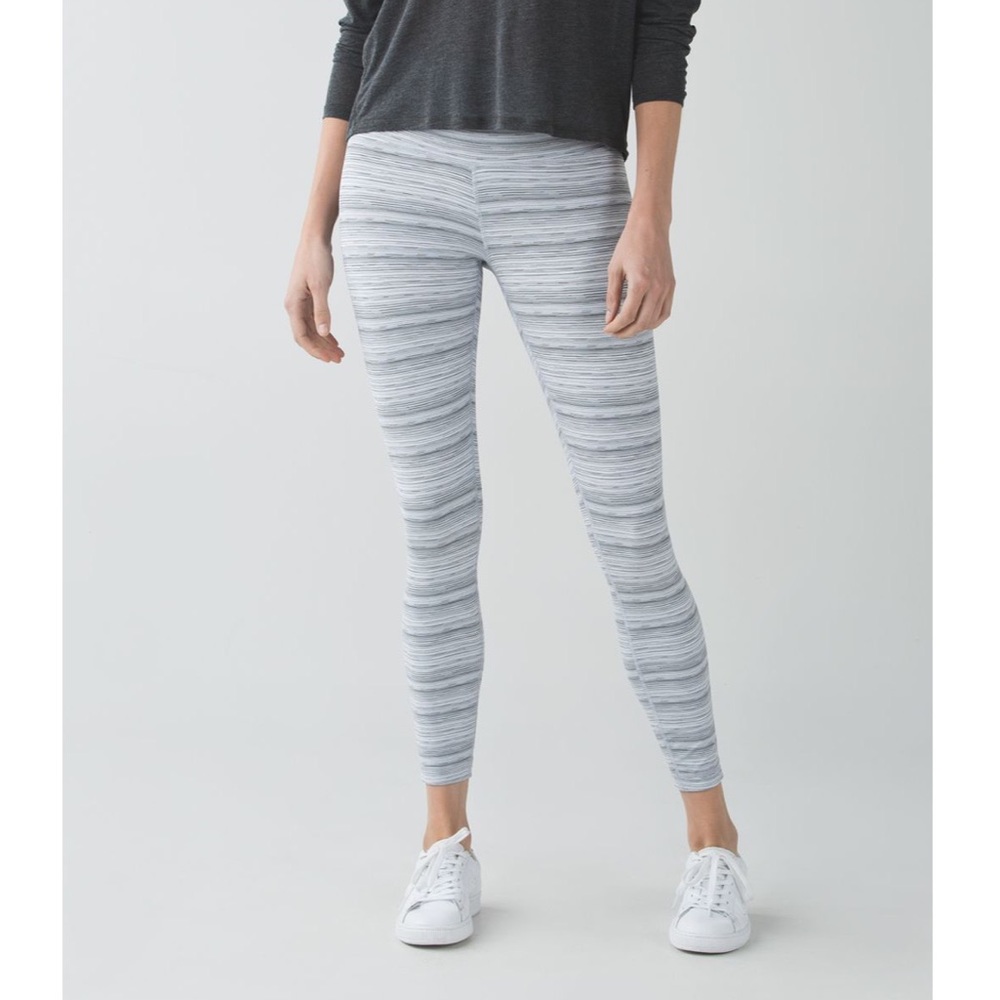 Lululemon High Times Pant Leggings Cyber Stripe White Silver Fox